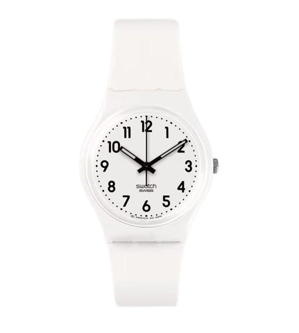 Swatch Just White Quartz Bio-sourced Watch Phil and Gazelle