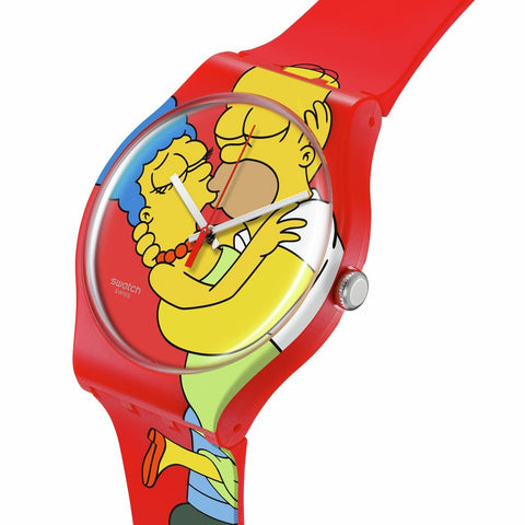 Swatch Simpsons Watch Bio-sourced Quartz Sweet Embrace Phil and Gazelle