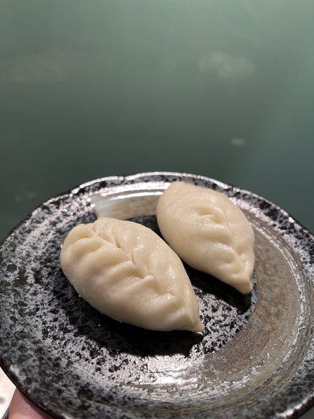 Raw dumpling on plate