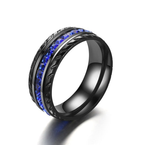 Wholesale Stainless Steel Black Blue Cubic Zirconia Ring JDC-RS-TS045 ...