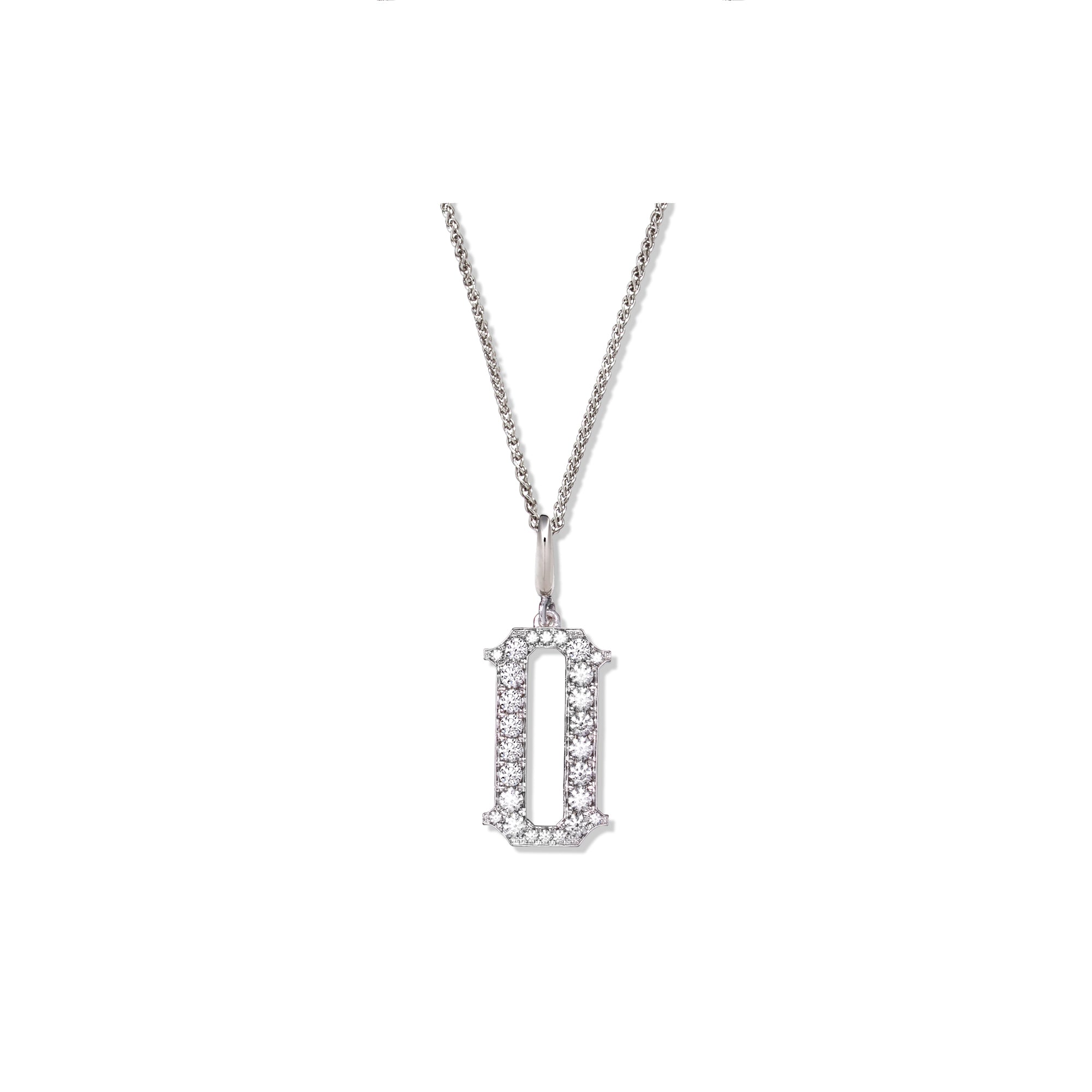 Solid White Gold Diamond Cut Baseball Bats Pendant Necklace