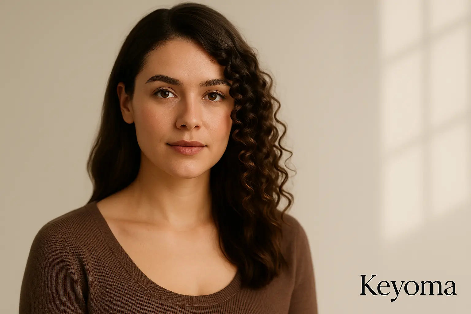 Half-curled hairstyle demonstrates Keyoma spot perm placement, targeted ringlets for volume on selected sections.