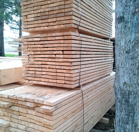 planks of Eastern white cedar stacked