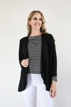 Merric Black and White Soft Striped Long Sleeve Pullover Top