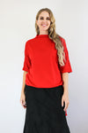 Larosela Short Sleeve Shoulder Lace Design Bottom Drawstring Shirt