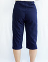 Elasticated waistband Knee-Length Pants with Side Pockets