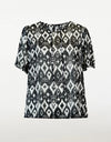 Merric Baroque Chiffon Tie Neck Short Sleeve Blouse