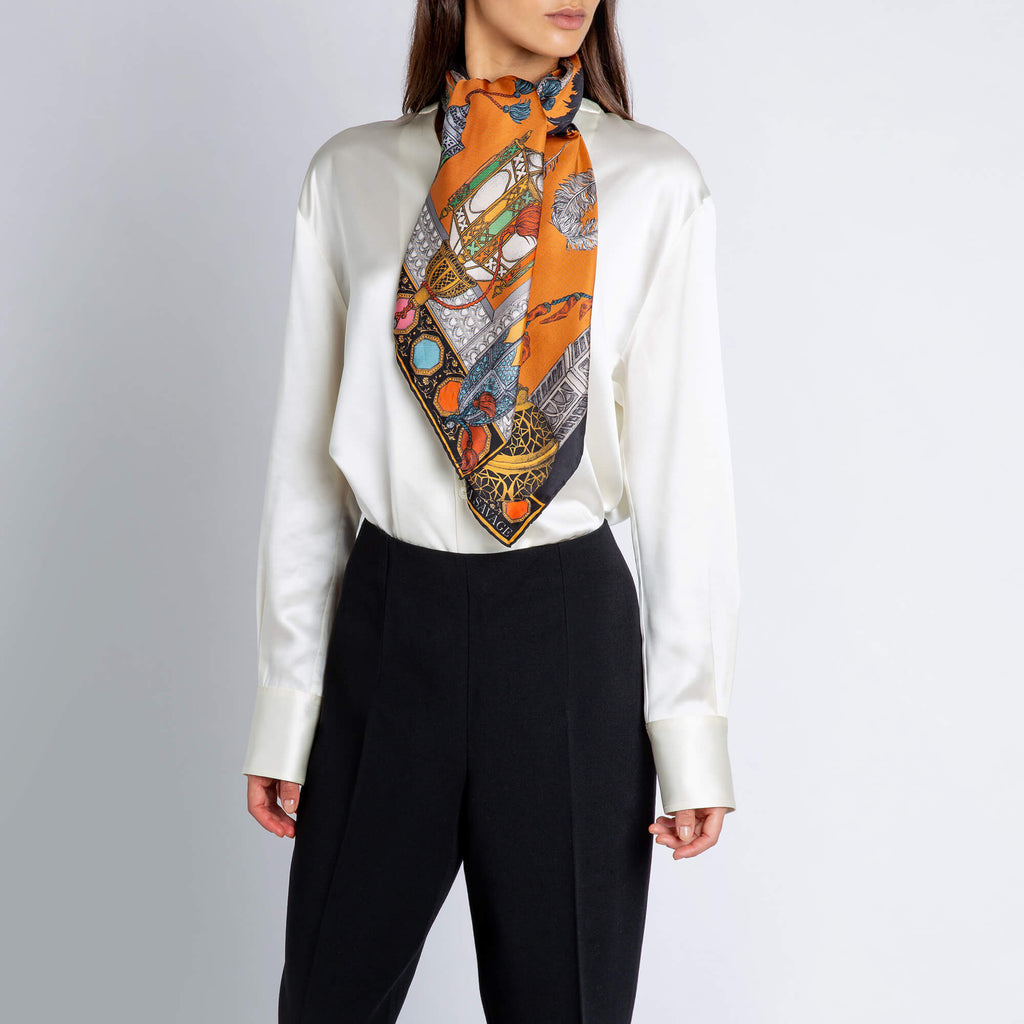 Monogram Printed Silk Scarf - Gentle Herd