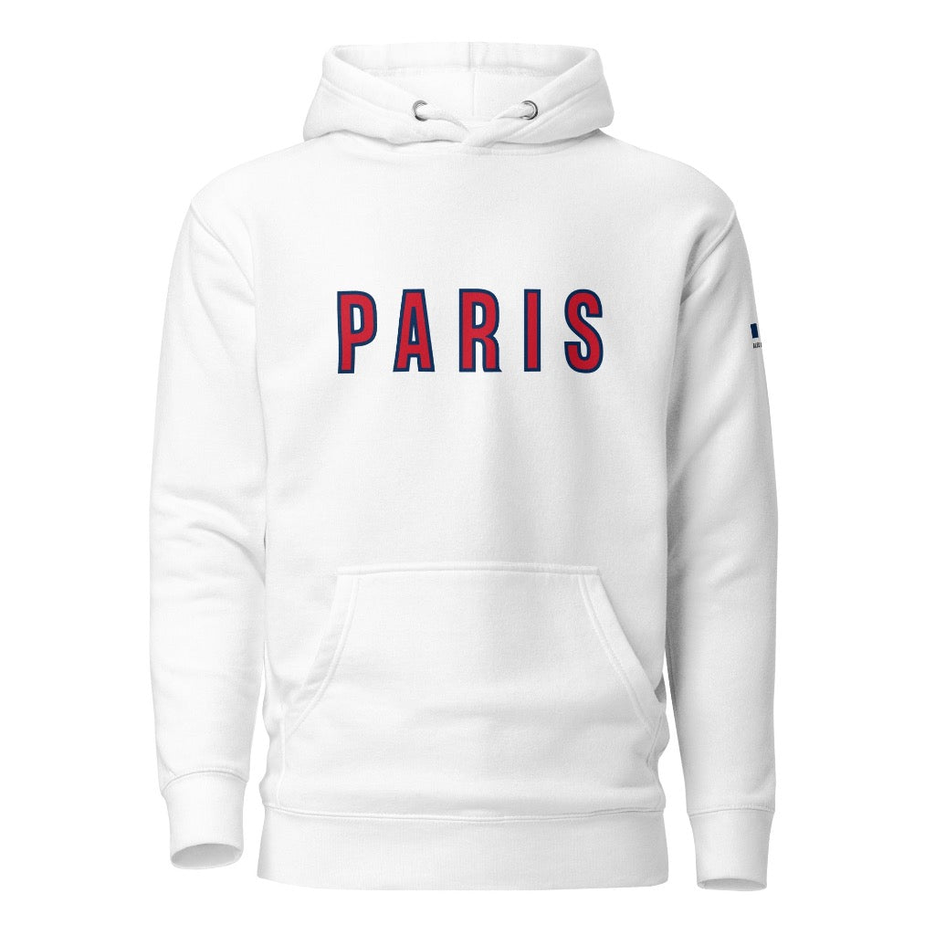 PARIS White Premium Hoodie | Bleu Marine Clothing