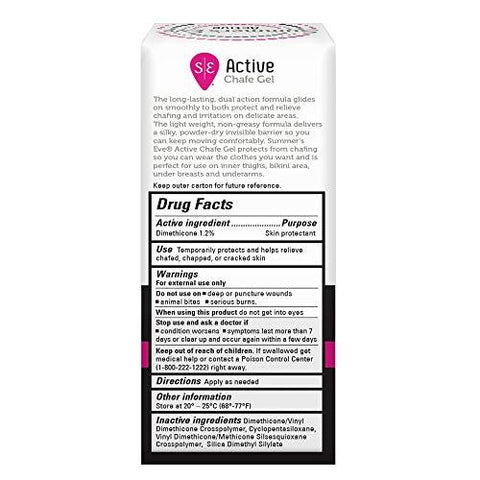 Summer's Eve Active Chafe Gel Prevents Relieves Chafing oz, 1.5 Ounce