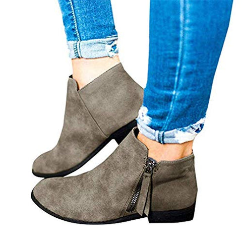  Gibobby Ankle Booties for Women Low Heel Women's Flat Bottom  Midi Calf Boots Retro Fringe Increased Lace Up Boots Ethnic Vintage Comfy  Flock Leather Outdoor Western Shoes