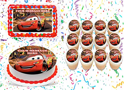 Lightning McQueen Cars Cake Topper Edible Image Personalized Cupcakes |  NineLife - United Kingdom
