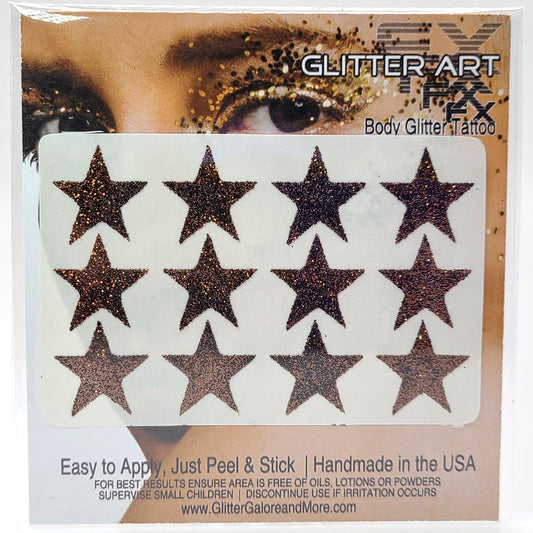 Glitter Stickers Stars 1 inch - Two Color Way - Silver Green