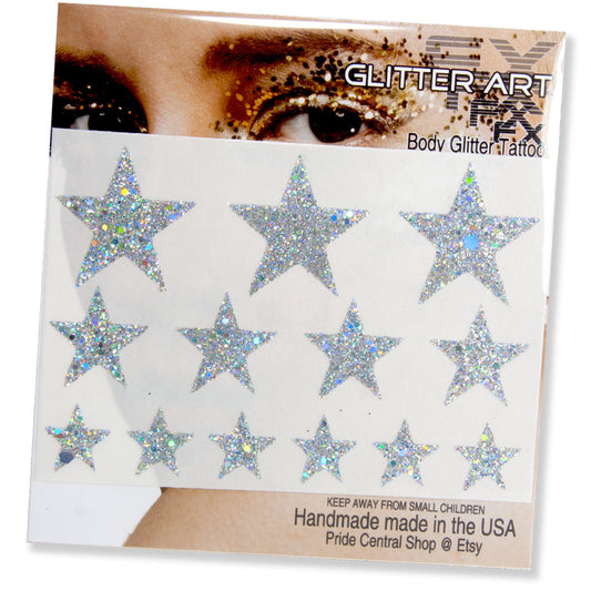 Glitter Stickers Stars .75 inches - Pacific Blue (GL-47) –