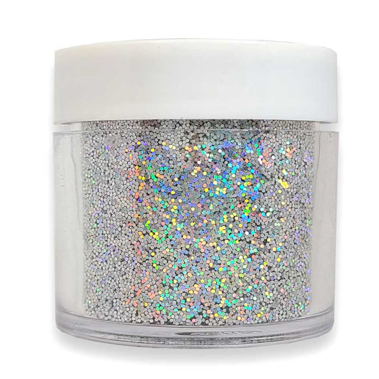 Silver Holographic Cosmetic Glitter Silver Prism, 10 Gram Jar