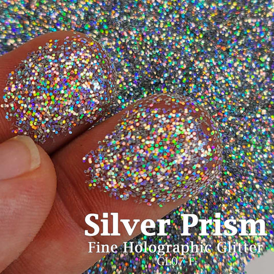 Silver Holographic Bulk Glitter - GL07 Silver Prism Extra Fine Cut .008