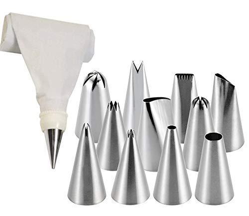 BRANDSHOPPY Cake Decorator Nozzle-0.12 Carbon Steel Multi-opening Icing Nozzle (Silver Pack of 12) - Kitchen
