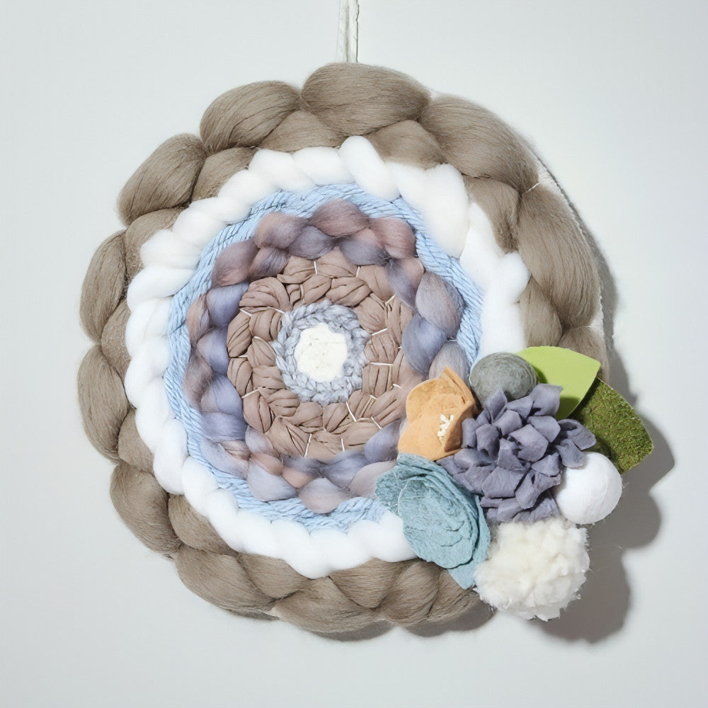 Floral Embroidery, Mini Hoop, Dyed Yarn Flower