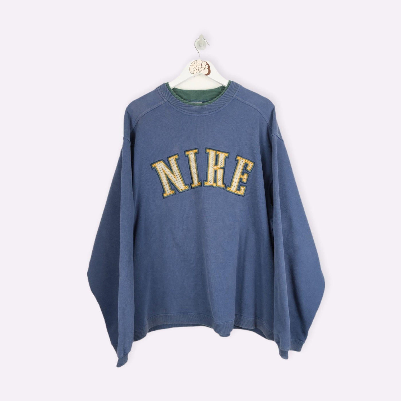 nike spellout sweatshirt blue