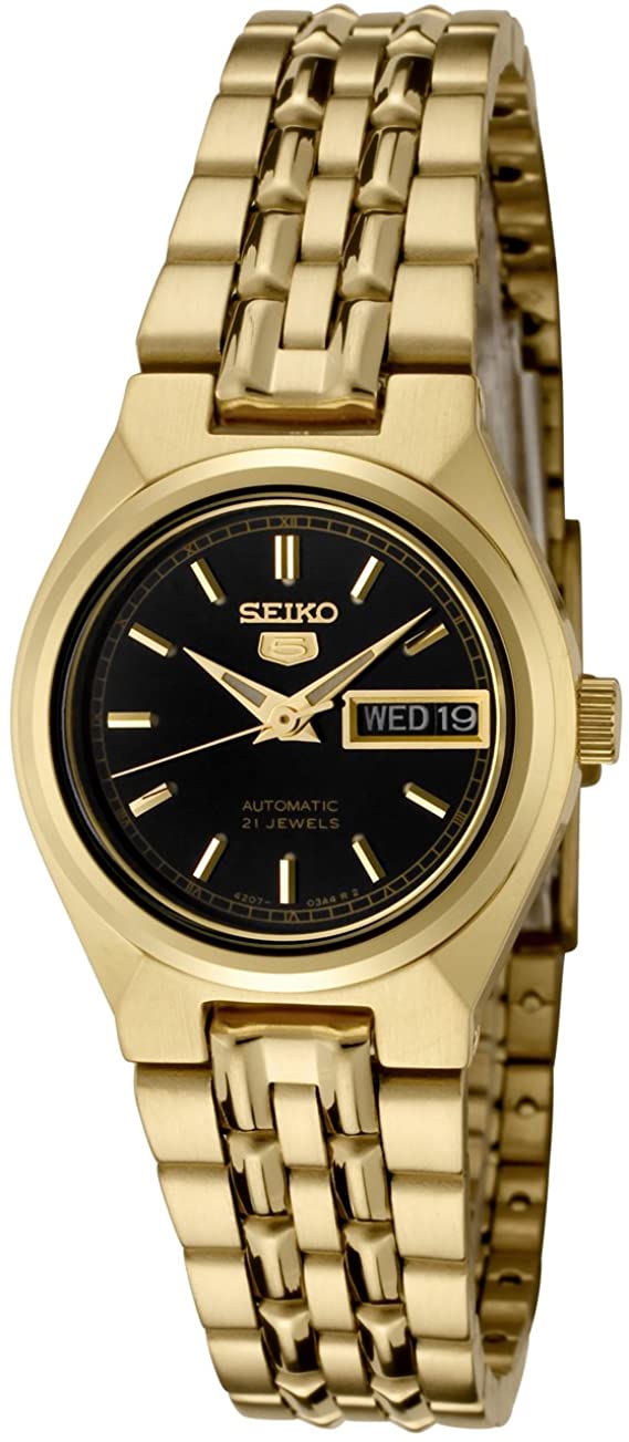 Seiko 5 Automatic Gold Tone 21 Jewels Ladies Watch SYMA06K1 – Spot On Times