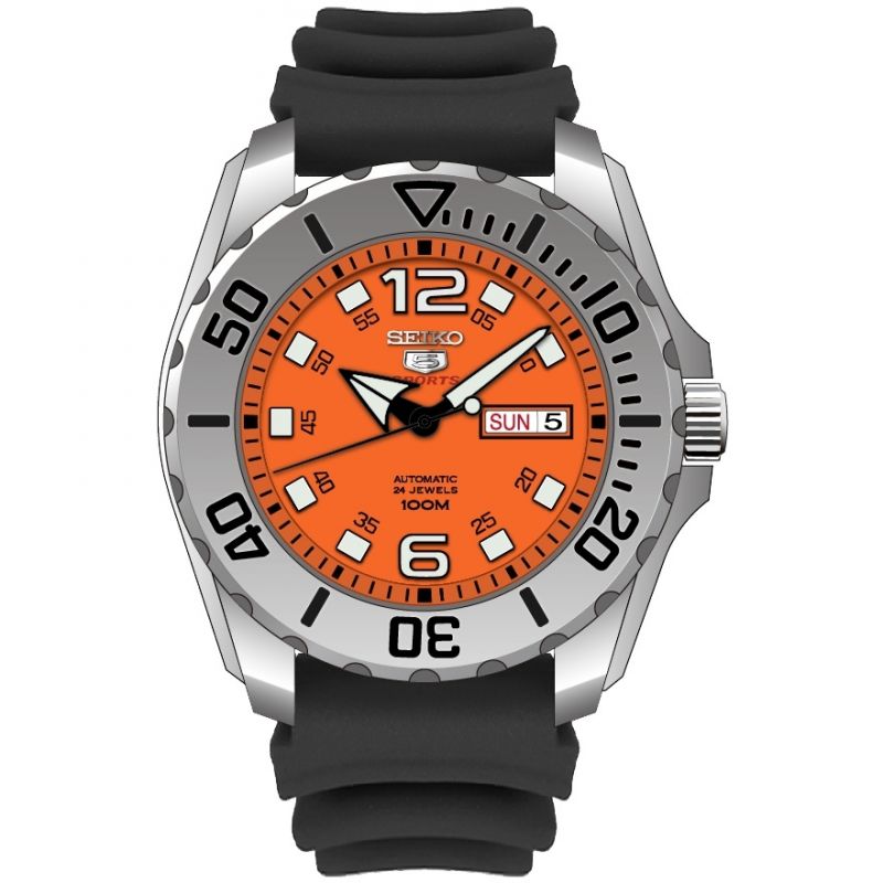 Seiko 5 Sports Orange Dial Automatic Men's Watch SRPB39K1 – Spot On Times