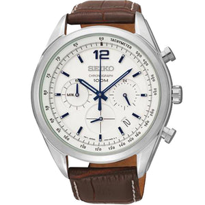 Seiko Chronograph Tachymeter Leather Strap Men's Watch SSB095P1 – Spot On  Times