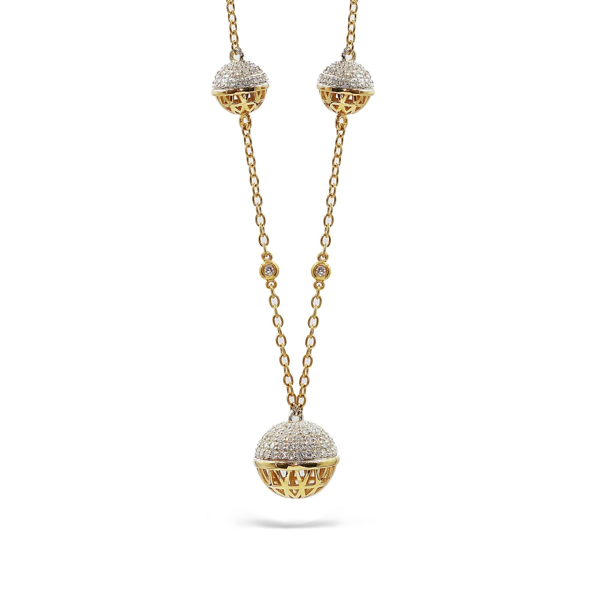 14kt gold round diamond donut bezel necklace on ball chain | Luna Skye