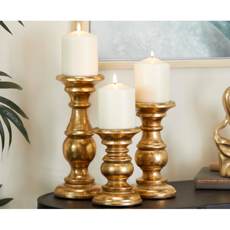 Southmo 3 Piece Wood Tabletop Candlestick Set