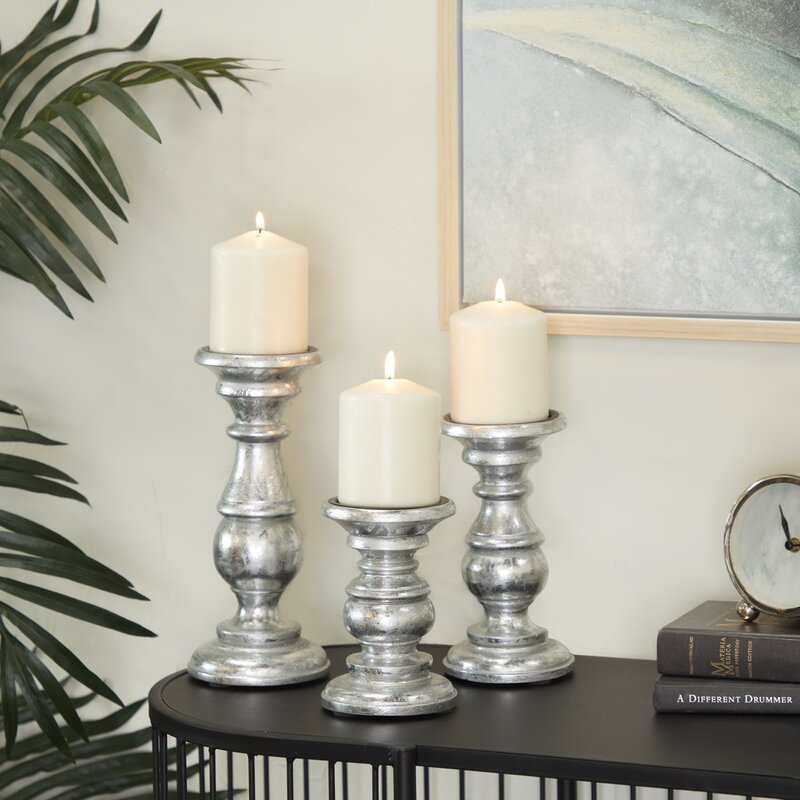 Southmo 3 Piece Wood Tabletop Candlestick Set