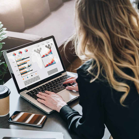 PMU business woman at her laptop