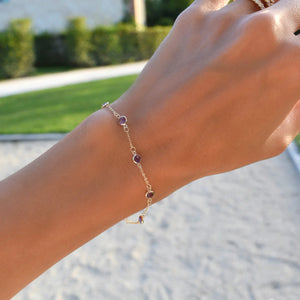 1.75CT Round Amethyst Diamond February Birthstone Bracelet - DAVID SIMSON