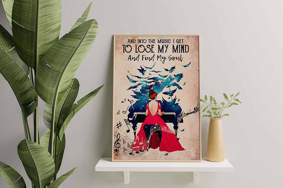 Skitongifts Wall Decoration, Home Decor, Decoration Room Piano And Into The Music I Get To Lose My Mind And Find My Soul Vintage Feeling-MH1908