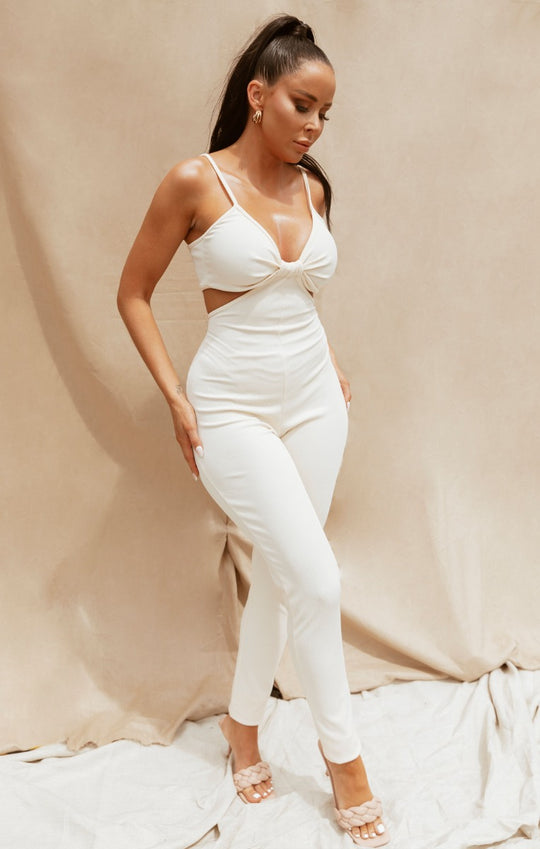 White Ribbed Jumpsuits, Culotte, Long Sleeve & Jersey