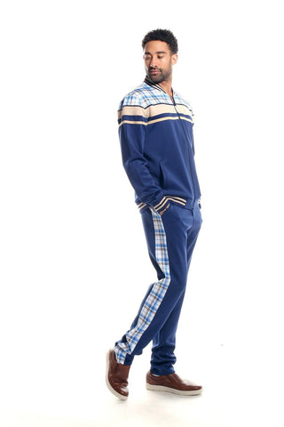 Men's Casual Sport Tracksuit Set in Navy