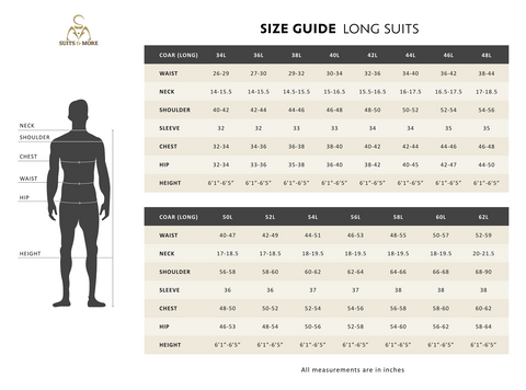 Long Suits Size Chart