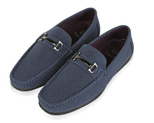 Load image into Gallery viewer, Montique Navy Men’s Horsebit Perforated Driving Shoes S-45 - Suits &amp; More
