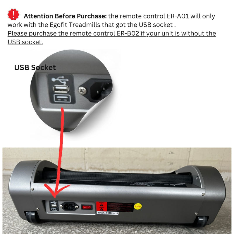 Remote controller ER-A01 for Egofit treadmills with USB socket, attention before purchase