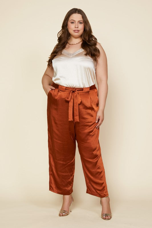 Perfect Satin Pants - Rust