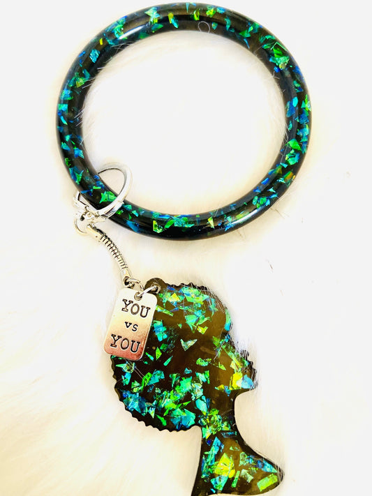 Custom Handmade Confetti Glitter Resin Letter Keychain