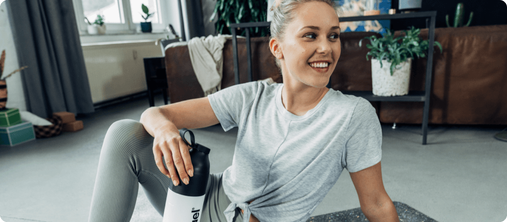 woman working out at home