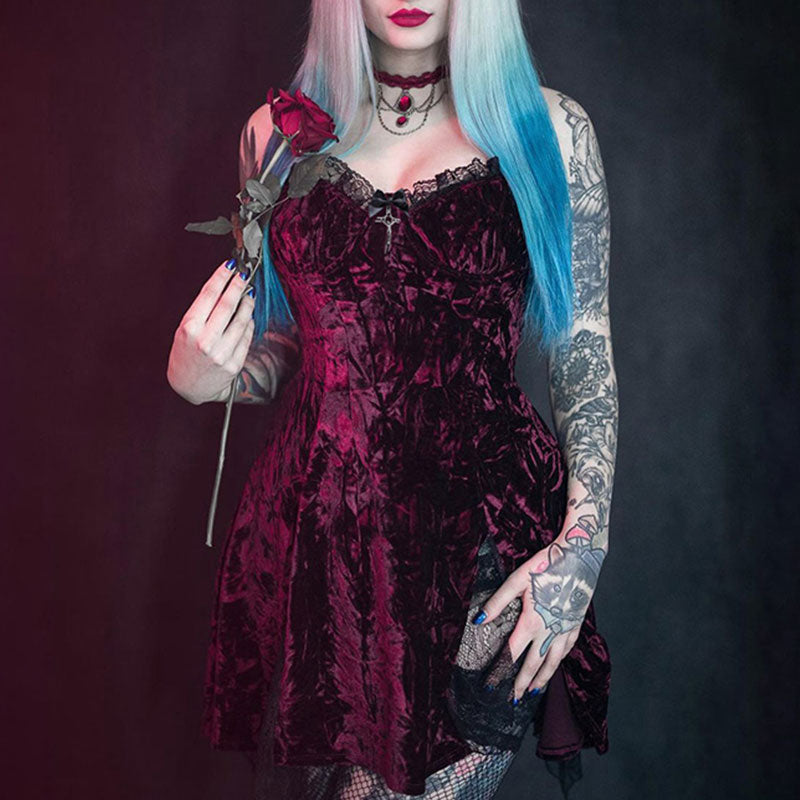 Gothic Dark High Waist Slit Dress