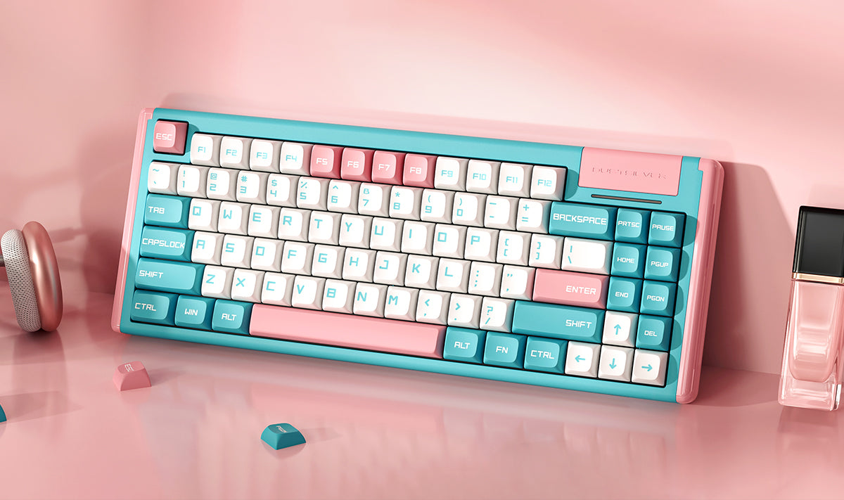 Dustsilver Blue Pink Milkshake 75 Percent Kawaii Wireless HOT SWAPPING Mechanical Keyboard