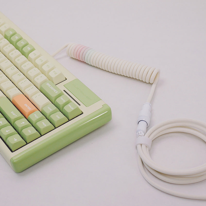 Coiled Keyboard Cable for Gaming Custom Keyboard,Cream Rose Melon