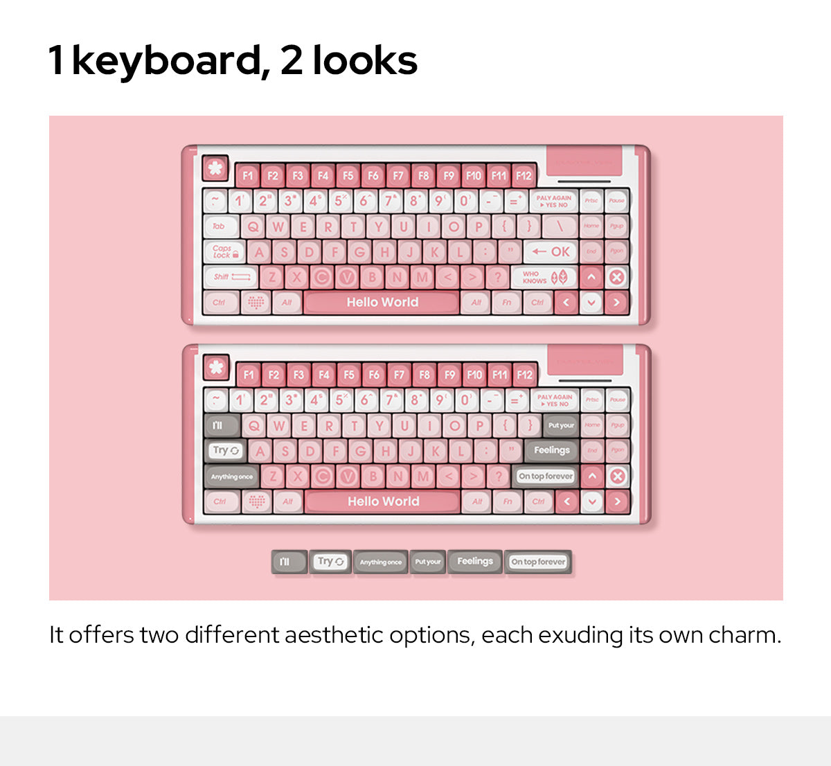 Dustsilver K84 New Arrival Peach Blossoms Wired 75% layout Mechanical Keyboard