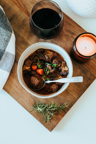 Cosy winter stew in a bowl