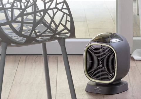 a portable fan heater in a conservatory