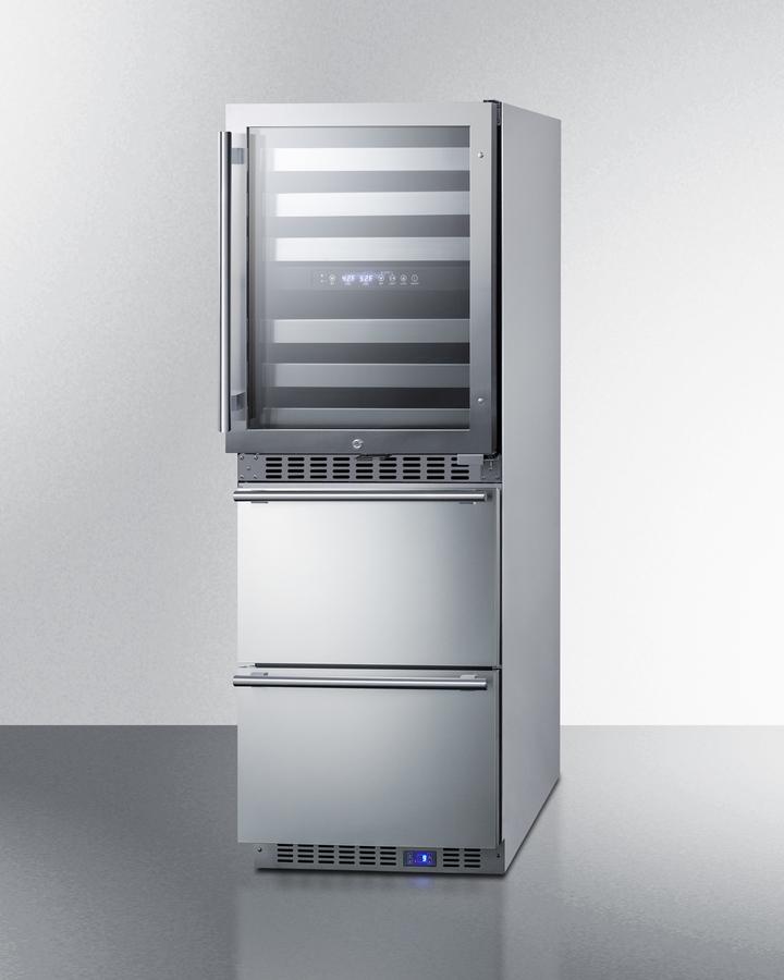 Summit - 24" Dual-Zone Wine Cooler & 2-Drawer Freezer Combination (SWCDAF24)