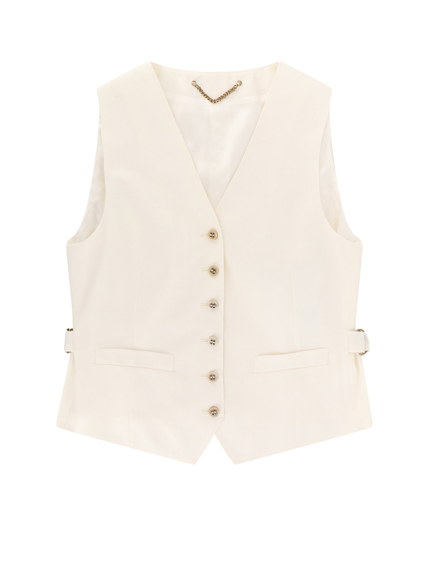 Shop Golden Goose Virgin Wool Blend Vest With Logoed Buckles And Lateral Straps