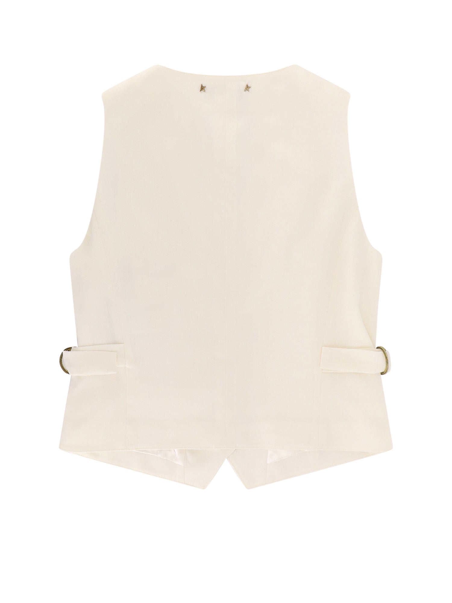 Shop Golden Goose Virgin Wool Blend Vest With Logoed Buckles And Lateral Straps