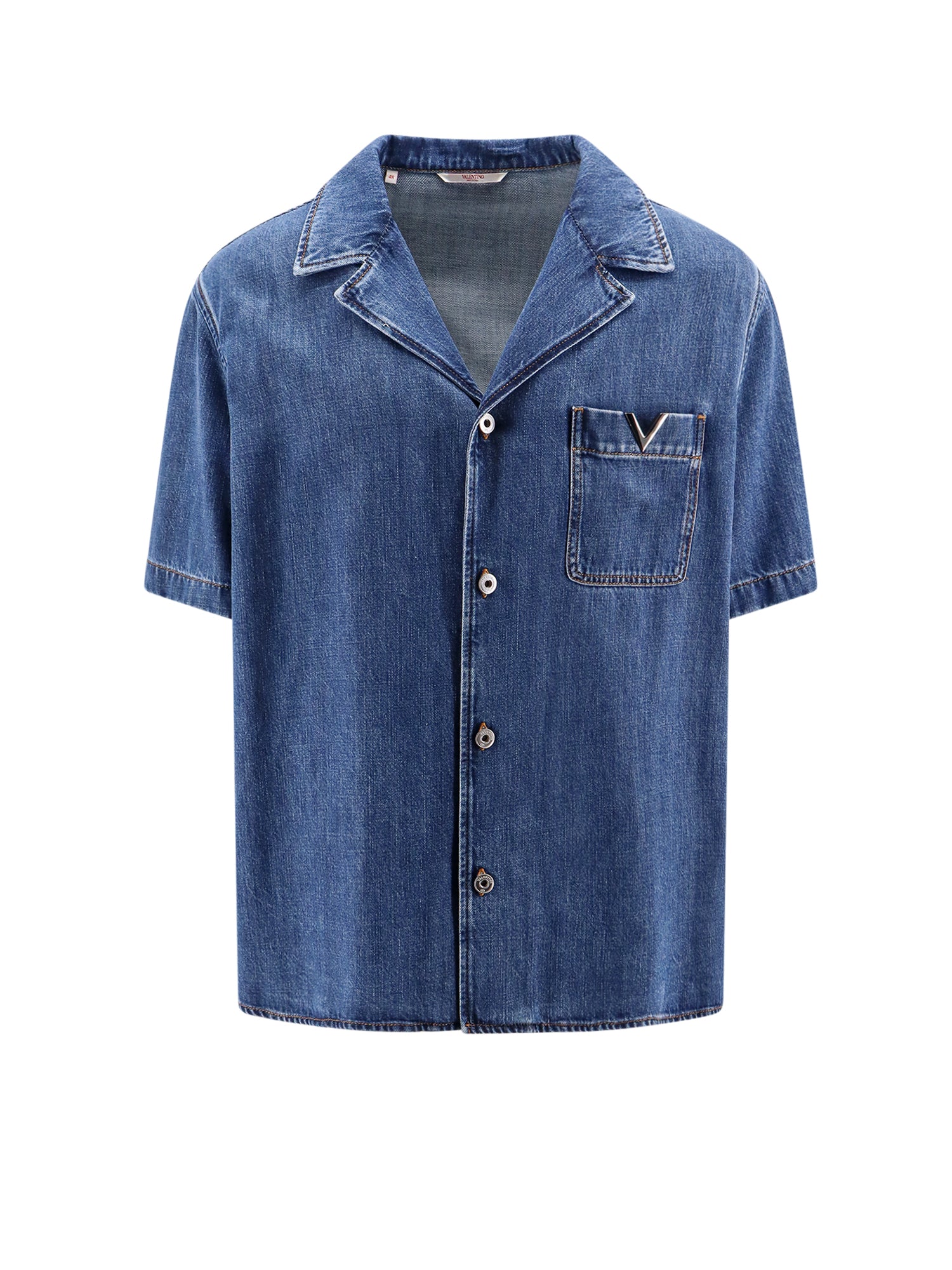 Valentino Denim Shirt With Iconic Detail In Blue